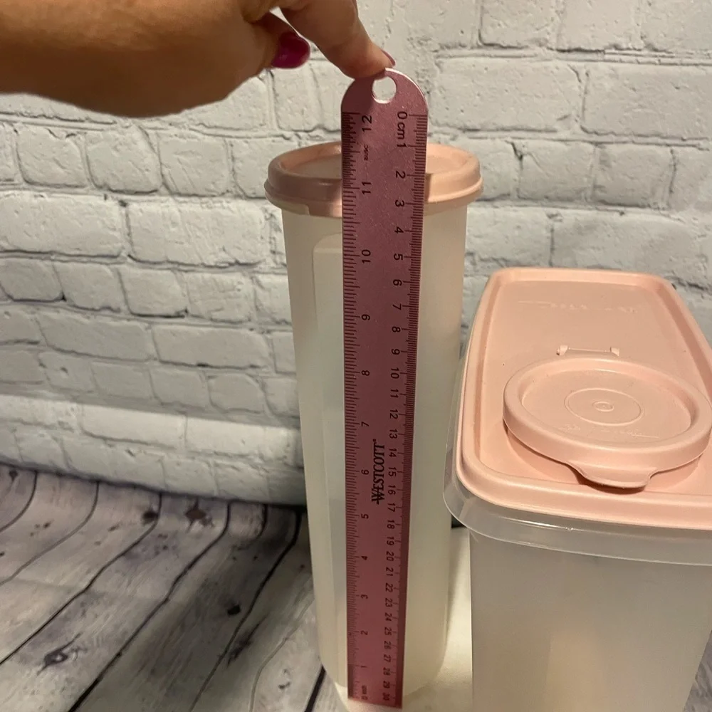 Vintage Tupperware Pink and White Storage Set